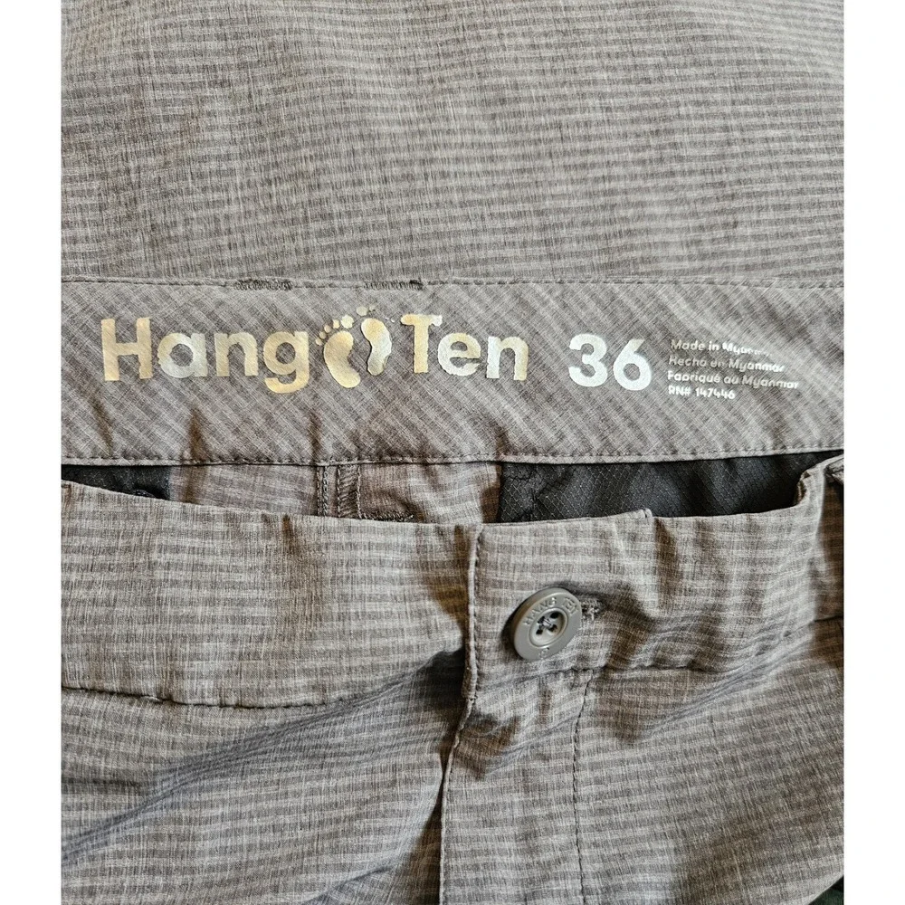 Hang Ten Shorts Men's 36 Gray Flat Front Chino Performance Polyester (35x10.5)
